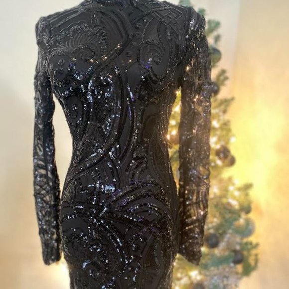 Black Sequin Holiday Dress - Picture 2 of 3